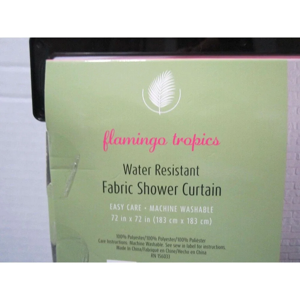 NEW Tropical Flamingo Shower Curtain Florida Fabric Island Hawaii
